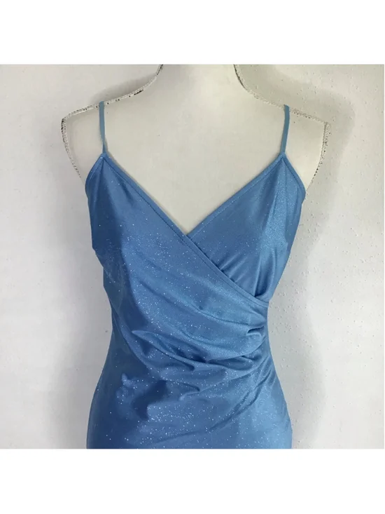 Honey and Rosi Women Elegant Blue Sparkle Asymmetrical Dress M - Picture 4 of 12